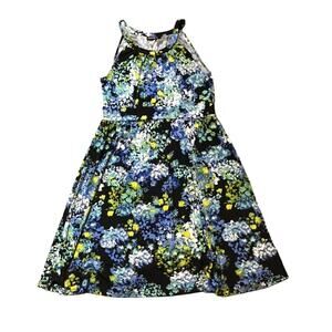 Womens Medium APT 9 Sleeveless DRESS Blue White Gold New Condition Floral Ruched
